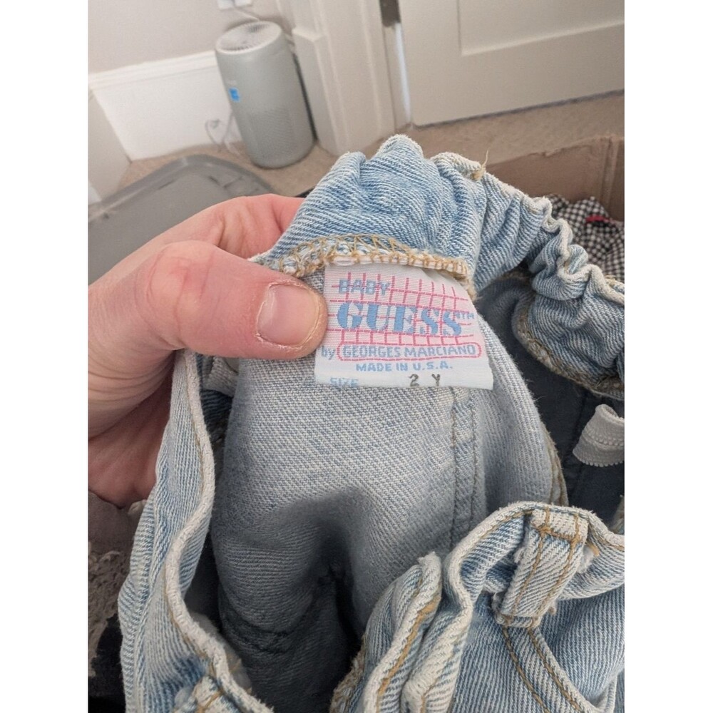 Vintage 90s Baby Guess Light Wash Denim Jeans Snap Button Side Zip 2T - Picture 9 of 10